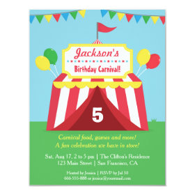 Colourful Carnival Kids Birthday Party Invitation 4.25
