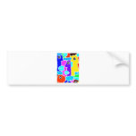 Colourful Cartoon Faces with Fat Blue Lips (m6inv) Bumper Sticker