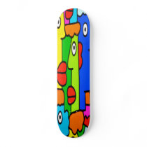 Colourful Cartoon Faces with Fat Red Lips Skateboard Decks