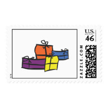 Colourful Christmas presents Postage Stamps