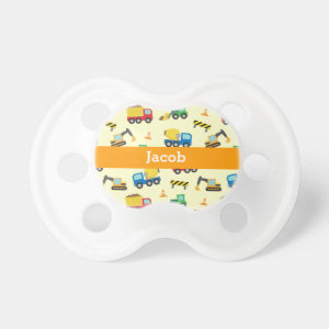 Colourful Construction Vehicles Pattern, Baby Boys Baby Pacifier