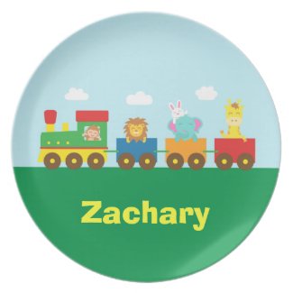 Colourful Cute Animals Train for Kids Party Plates
