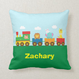 Colourful Cute Animals Train for Kids Room Throw Pillows
