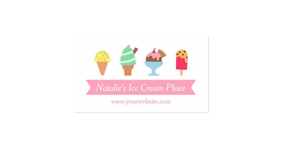 Colourful, Elegant, Ice Cream Parlour Business Business Card Zazzle