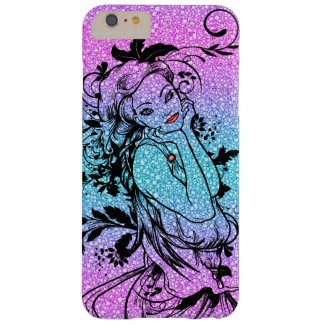 Colourful Glitter Floral Girl Illustration Barely There iPhone 6 Plus Case