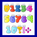 COLOURFUL GOOGLY EYE NUMBERS BUBBLY FUN KIDS EDUCA posters
