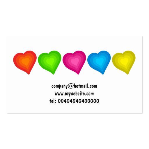 Colourful Hearts, Company Name Business Cards (back side)