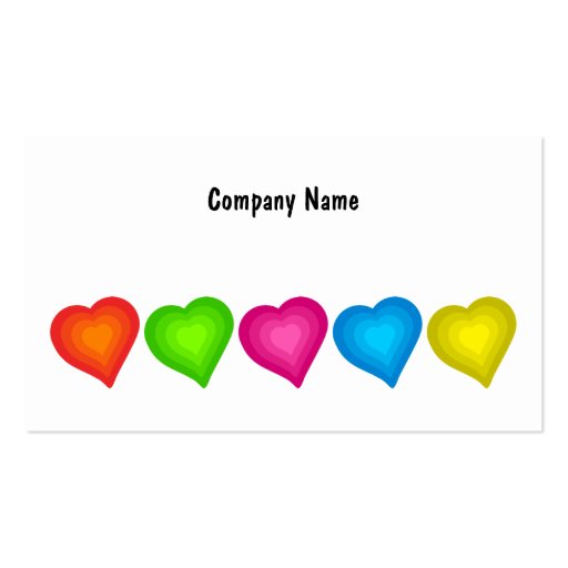 Colourful Hearts, Company Name Business Cards (front side)