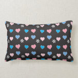 Colourful hearts on black pillow pillows