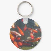 Colourful Koi Fish In a Pond keychains
