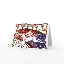 Colourful Leaping Hare cards by QueenHare Colourful Leaping Hare cards