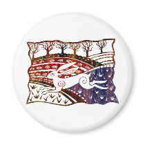 Colourful Leaping Hare Refrigerator Magnets