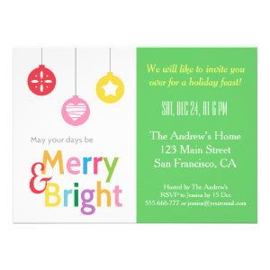 Colourful Merry and Bright Christmas Party Custom Invite