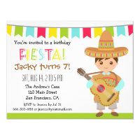 Colourful Mexican Fiesta Kids Birthday Party Custom Invitations