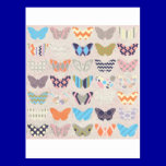 COLOURFUL PAPER BUTTERFLIES PATTERNS DIGITAL ASSOR postcards