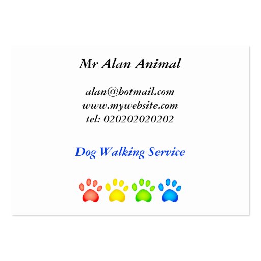 Colourful Paws, Business Card