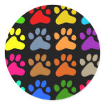 Colourful Paws Round Stickers