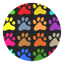 Colourful Paws Round Stickers