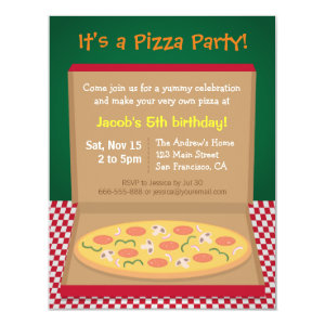 Colourful Pizza Kids Birthday Party Personalized Invite