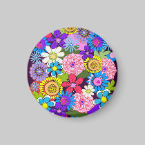 Colourful Retro Flowers fun magnet magnets