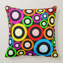 Colourful Retro Rings Wallpaper Throw Pillows