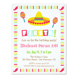 Colourful Sombrero Mexican Fiesta Kids Party Card