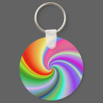 Colourful Spiral Fractal Keyring keychains