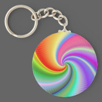 Colourful Spiral Fractal Keyring keychains
