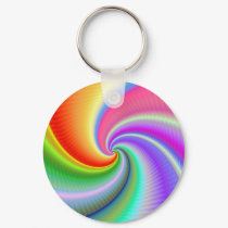 Colourful Spiral Fractal Keyring keychains by Moondial Colourful Spiral Fractal Keyring keychains