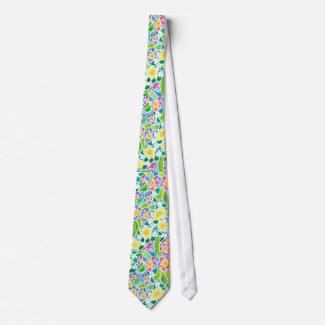 Colourful Spring Primroses Necktie