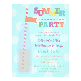 Colourful Summer Birthday Party Invitations