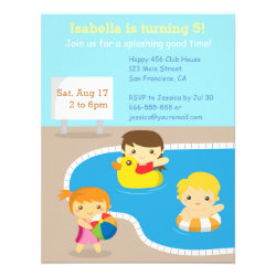 Colourful Summer Birthday Pool Party Invitations