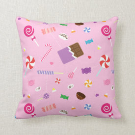 Colourful Sweet Candy Pink Pattern For Girls Room Throw Pillow