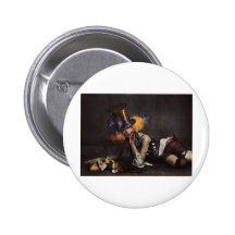 Colourful Woman Dressed as Clown Button