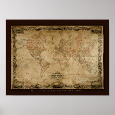 World Map (Vintage Style, Huge) Art Poster Print - 40x60