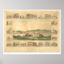 Columbia, CA. Panoramic Map 1855 (0441A) Print