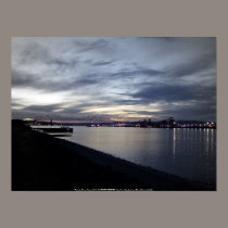 columbia river, lewis and clark bridge, sunset posters