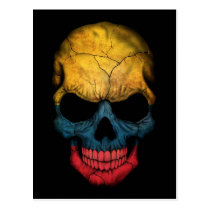 Columbian Flag Skull on Black Postcard