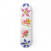 Columbine Flowers Skateboard by twopurringcats Columbine Flowers Skateboard