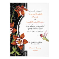 Columbine Hummingbird Wedding Invitation Orange invitations