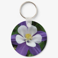 Columbine Purple and White Flower Keychain keychain