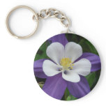 Columbine Purple and White Flower Keychain