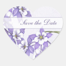 Columbine Save the Date Heart Envelope Sticker