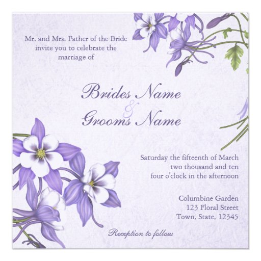 Columbine Wedding Invitations - Metallic Champagne