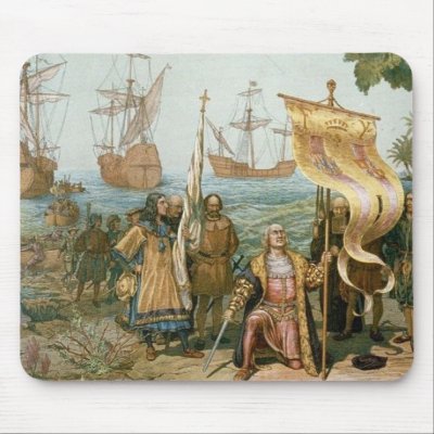 Columbus Landing in the Americas Mouse Pad by cooldudeproducts