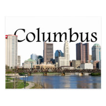Columbus, Ohio Skyline with Columbus in the sky Post Cards