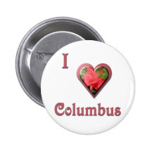 Columbus -- with Red Rose Pinback Buttons