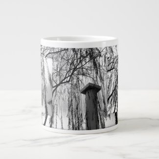 Column Under Weeping tree Black and White Picture specialtymug