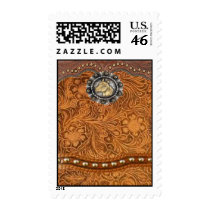 "Comanche" Tooled Leather Western Postage Stamps