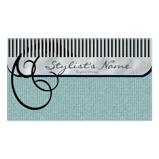 Comb and Curls Mint Green Business Card (front side)